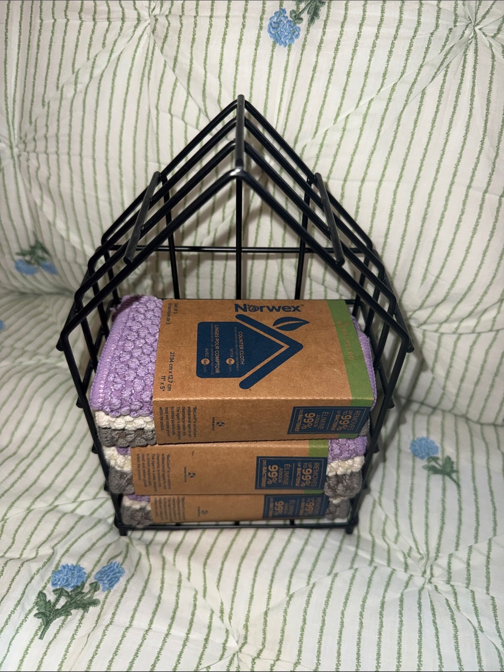 Norwex 3 Sets of Microfiber Cloth Trio with Kitchen Cloth Holder - NWT